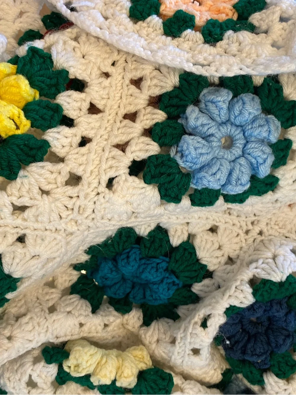 Floral Knitted Afghan Blanket